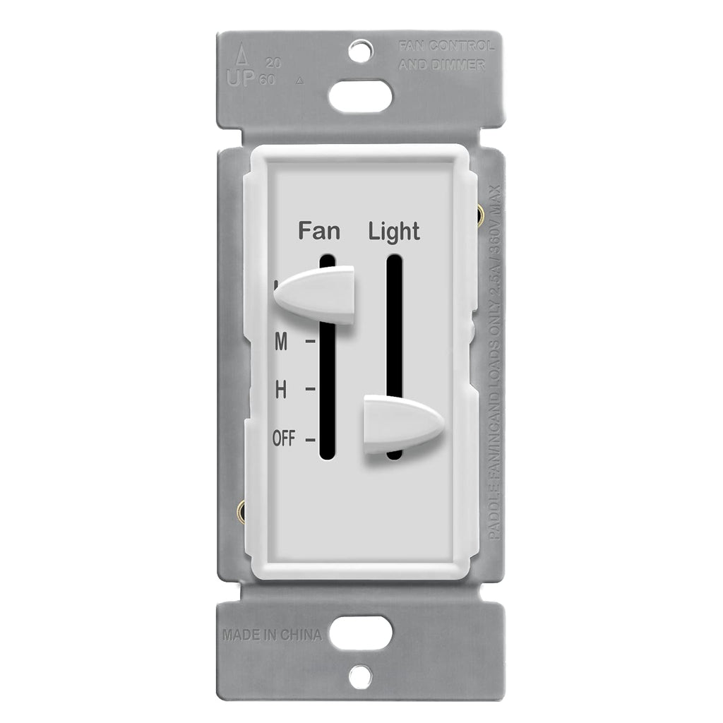 White 2.5A Ceiling Fan Control and LED Dimmer Light Switch W15390