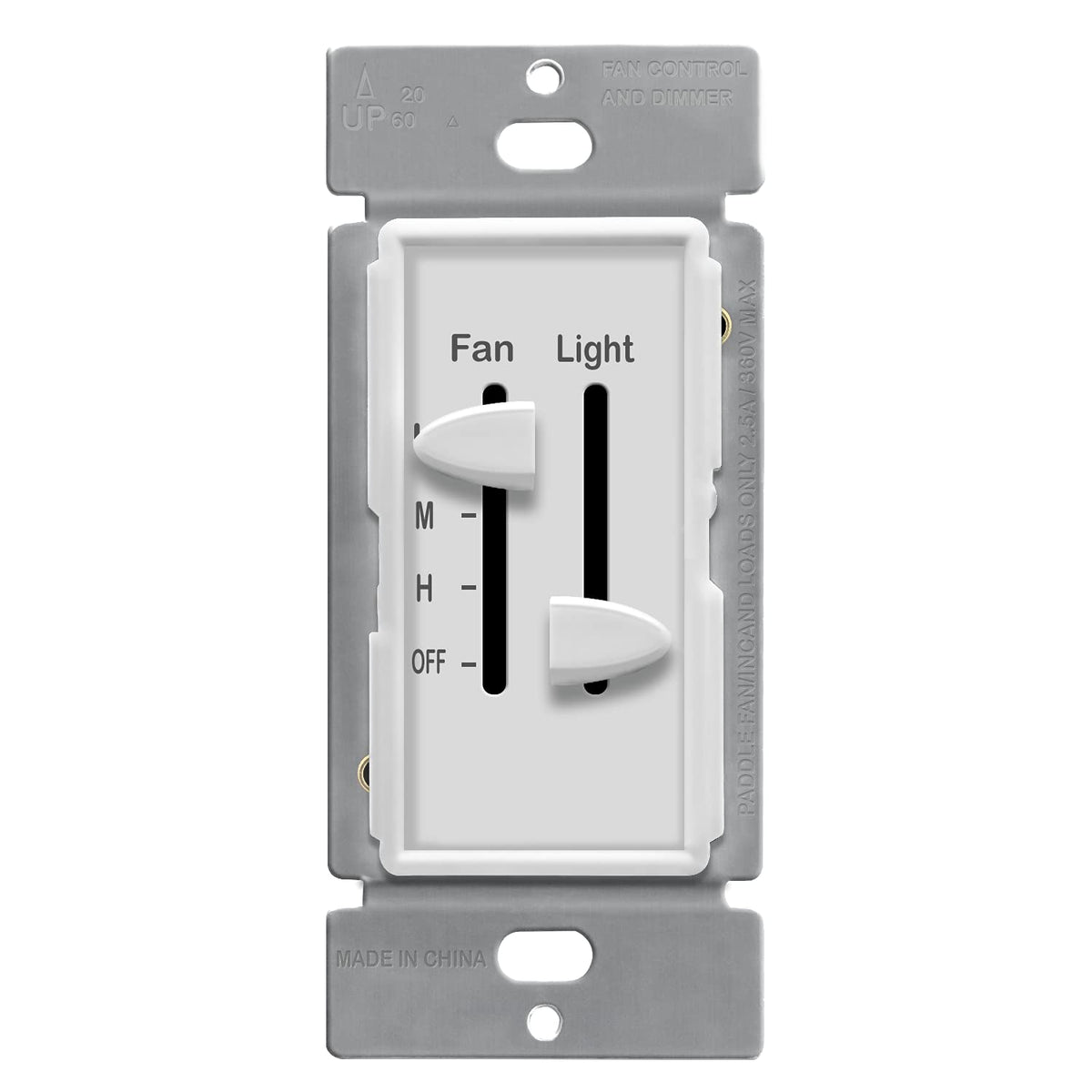 White 2.5A Ceiling Fan Control and LED Dimmer Light Switch W15390