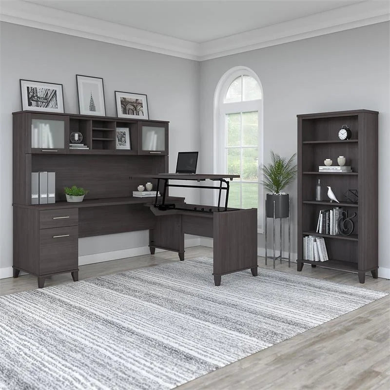 Sit to Stand Desk Set with Bookcase A612