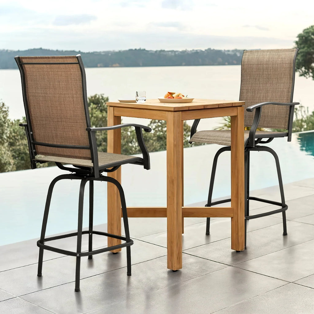 Tan Metal Bistro Chair and Table Set of Three O7145