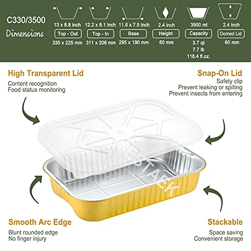 5 Pack Heavy Duty Aluminum Foil Pans with Lids W848431