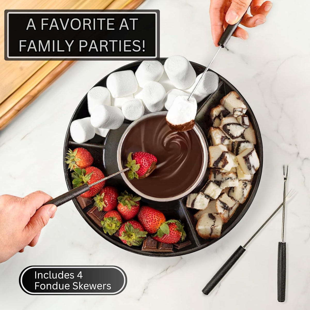 Electric Fondue Pot Set with 4 Roasting Forks M7914