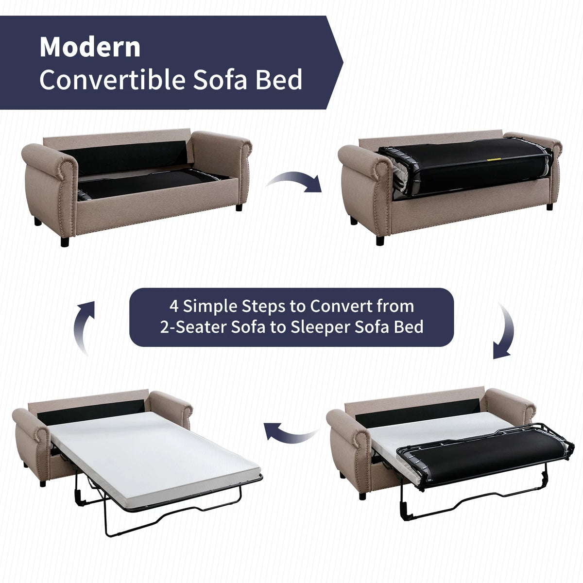 Queen Size Pull Out Sofa Bed U57684