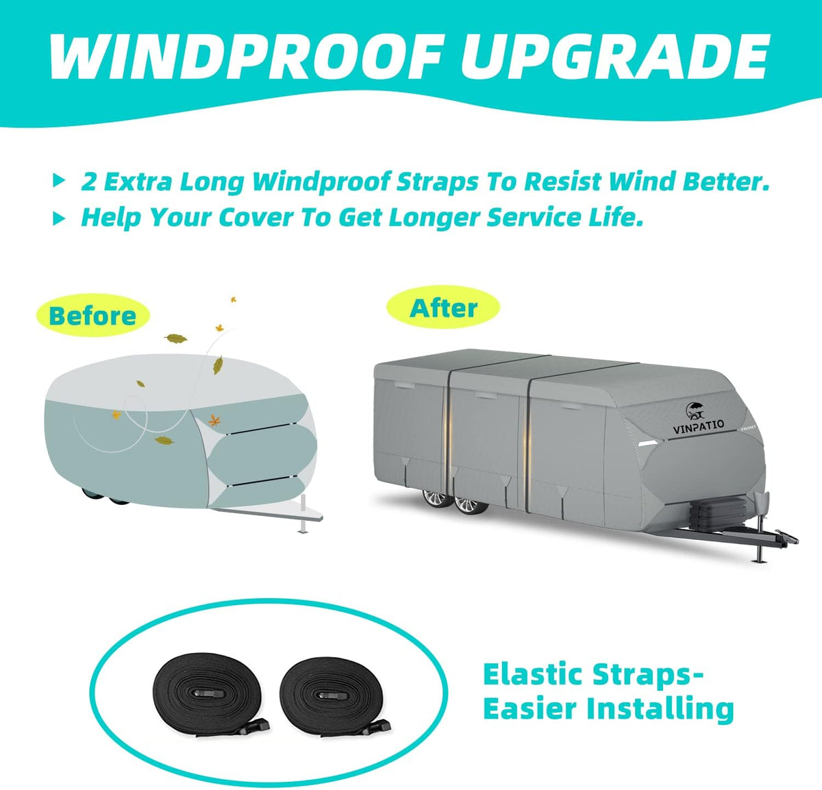 6 Layers Top RV Cover with 2 Extra Straps O615550