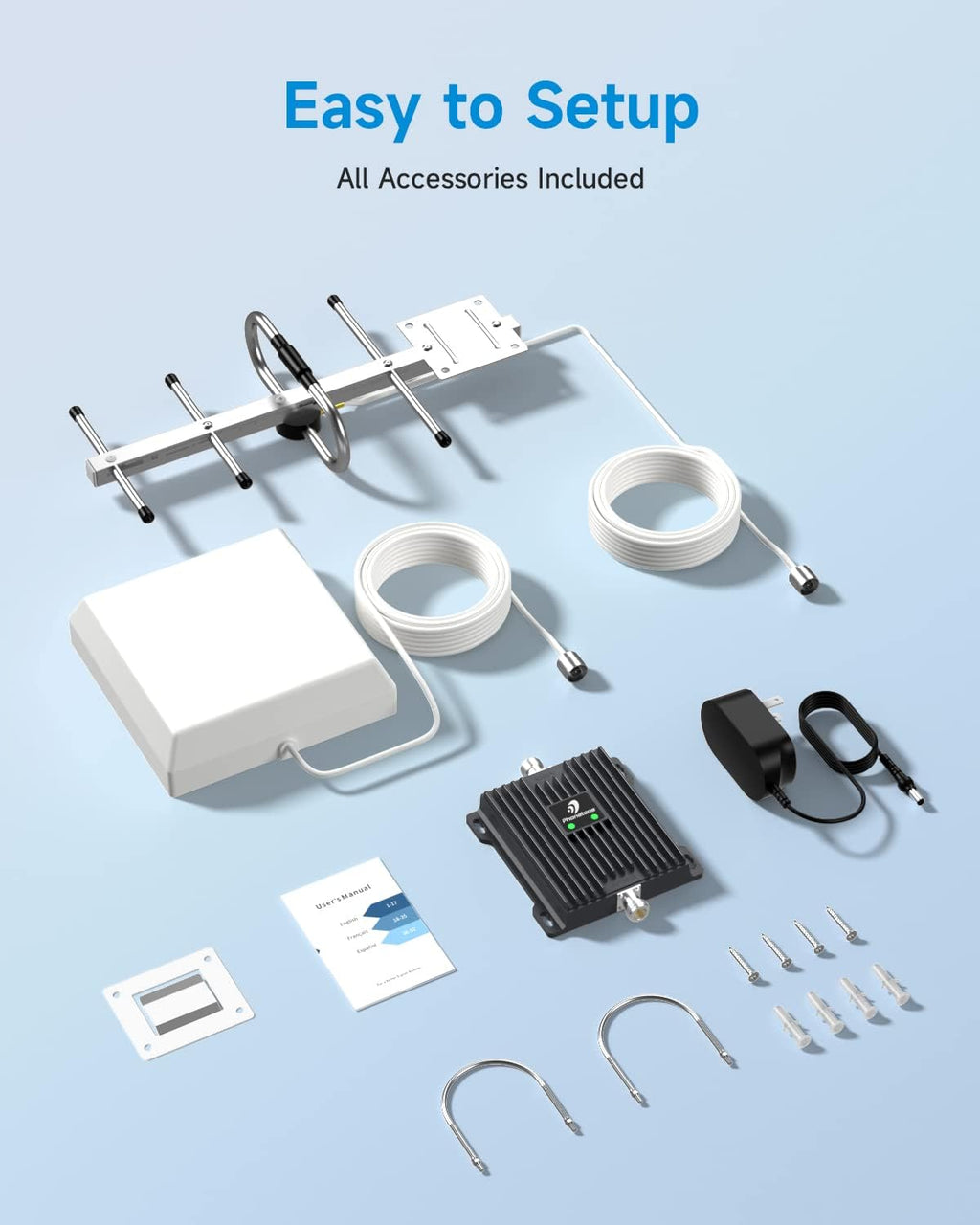 Cell Phone Signal Booster 4G LTE 5G 65dB Dual Band Cellular Repeater T168