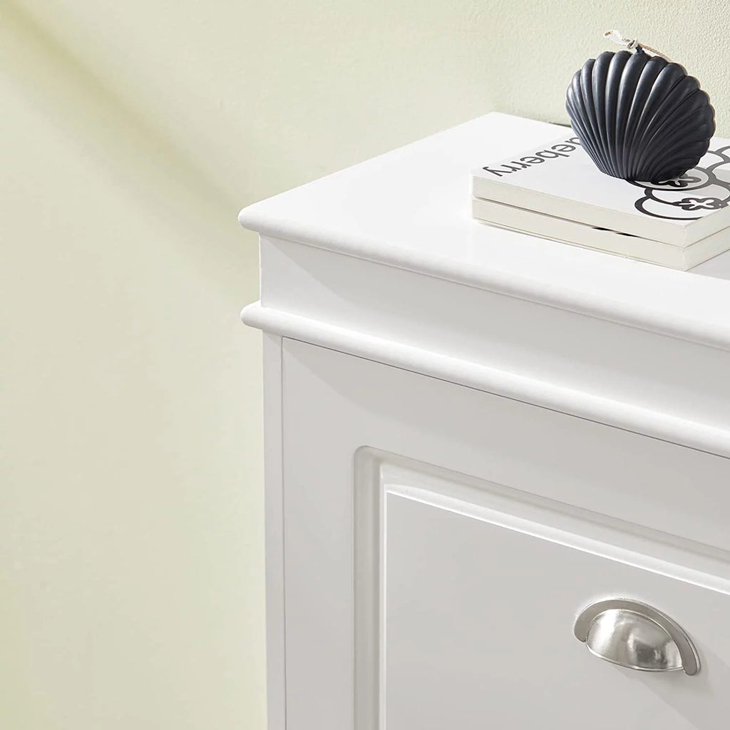 White 2 Flip-Drawers Shoe Cabinet U7076
