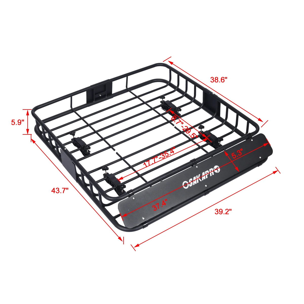 Rooftop Cargo Carrier Basket, 43" Black Steel Roof Rack C941676