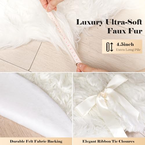 48 Inch White Faux Fur Christmas Tree Skirt D576