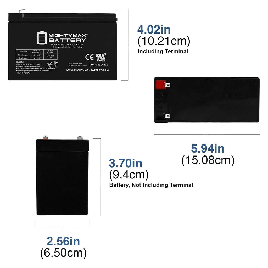 12 Volt 8 AH Rechargeable SLA AGM Battery Q213