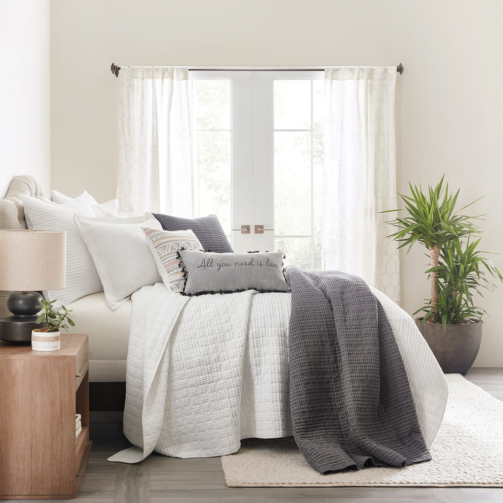 King/Cal King Cotton Waffle Quilt Set G27015