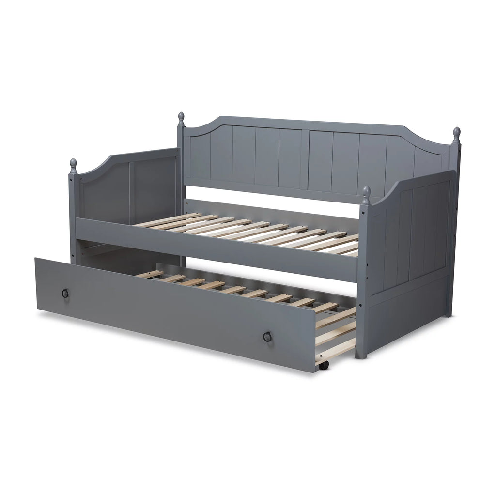 Grey Wood Twin Daybed with Trundle A408
