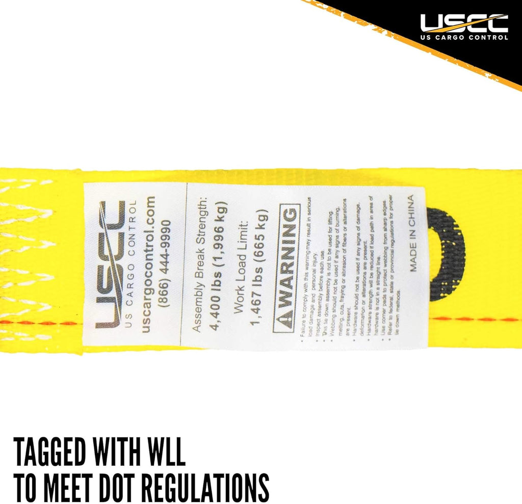 Yellow 2 Inch x 20 Foot Ratchet Straps 4 Pack N660