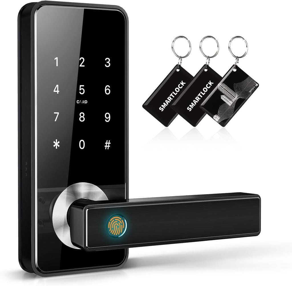 Black Fingerprint Digital Door Lock with Handle W444473