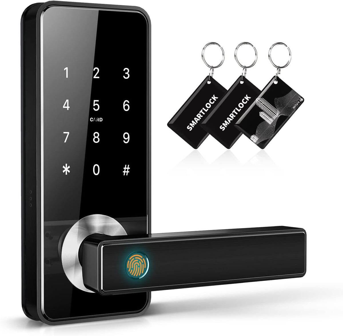 Black Fingerprint Digital Door Lock with Handle W444473