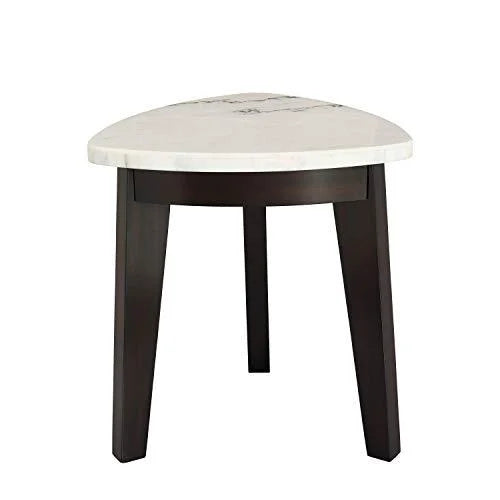 White Marble Top End Table with Black Base G718133