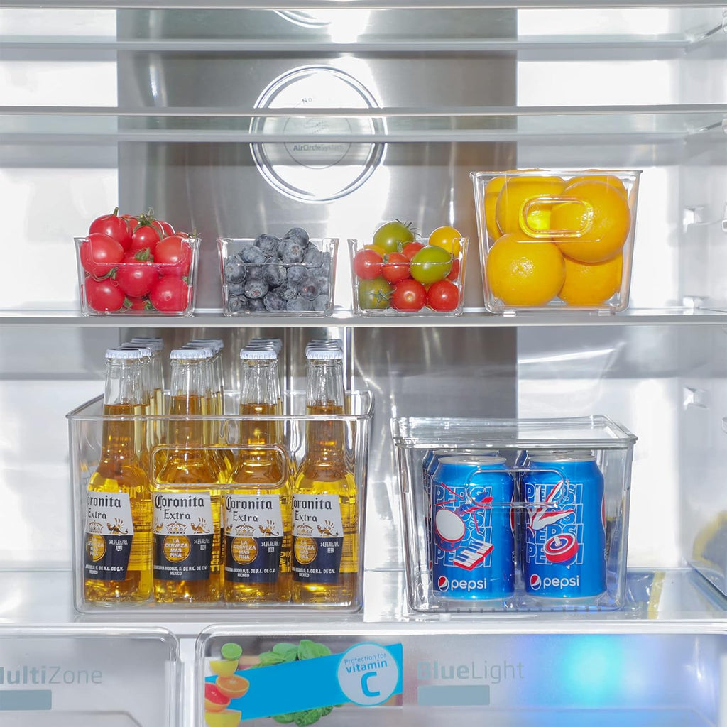 Clear Plastic Fridge Storage Bin, 9 PCS Stackable with Lids D944
