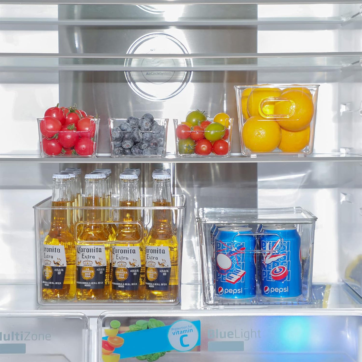Clear Plastic Fridge Storage Bin, 9 PCS Stackable with Lids D944