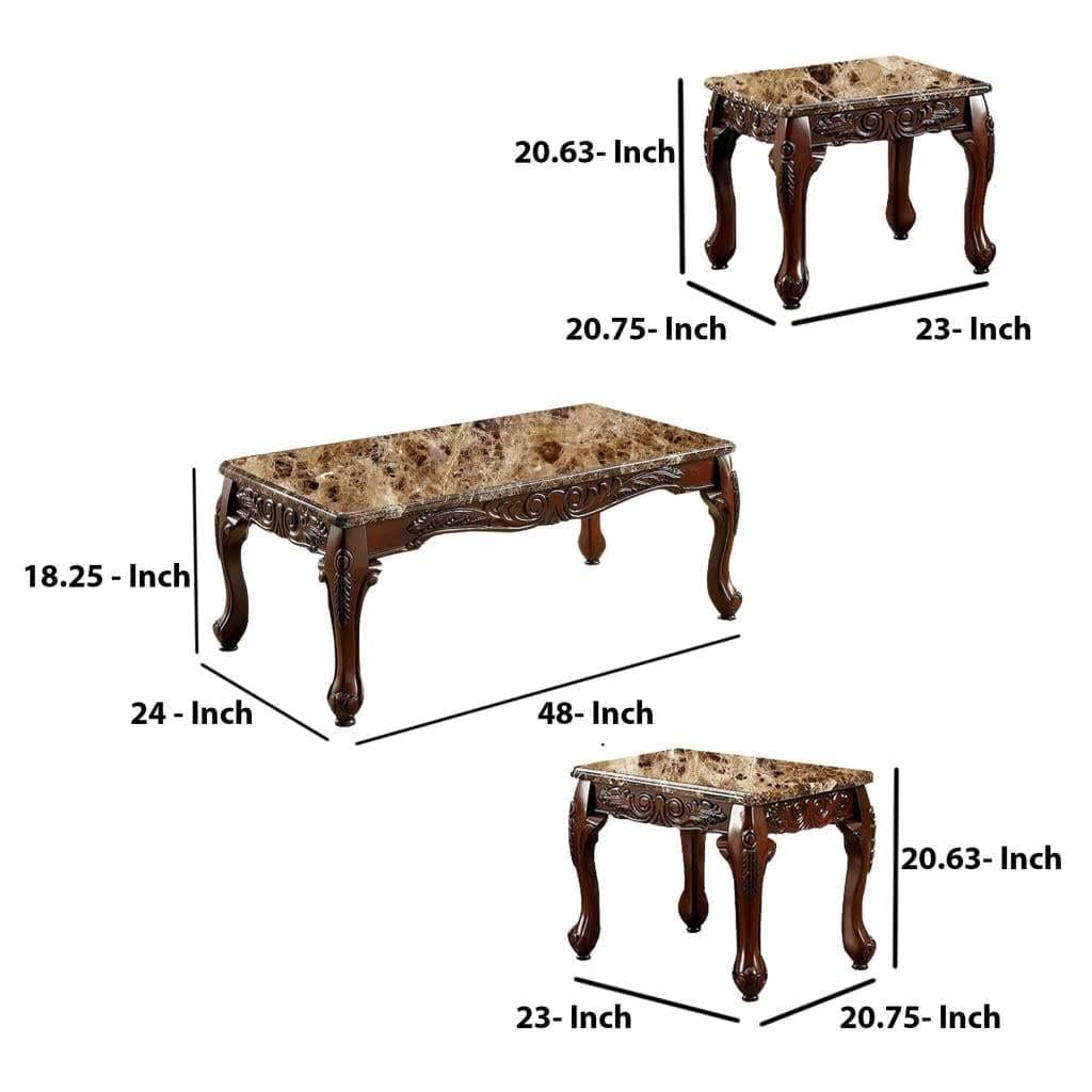 3 Piece Dark Oak Table Set F1224