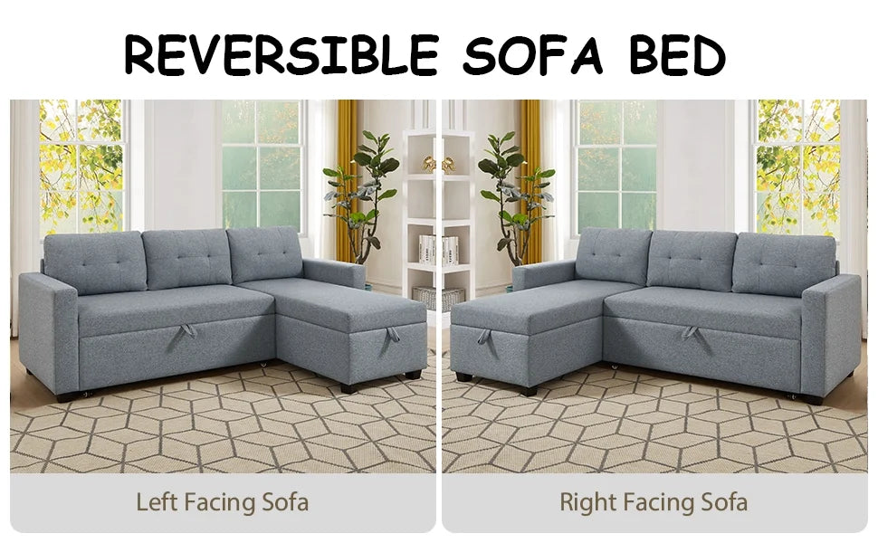 Linen Brown Convertible Sectional Sofa Q946957