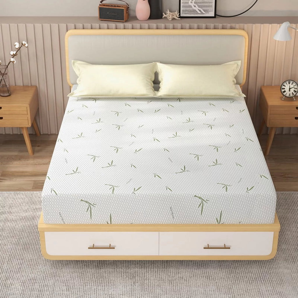 10 inch King Size Green Tea Gel Memory Foam Mattress with Bamboo Knit Cover X8765