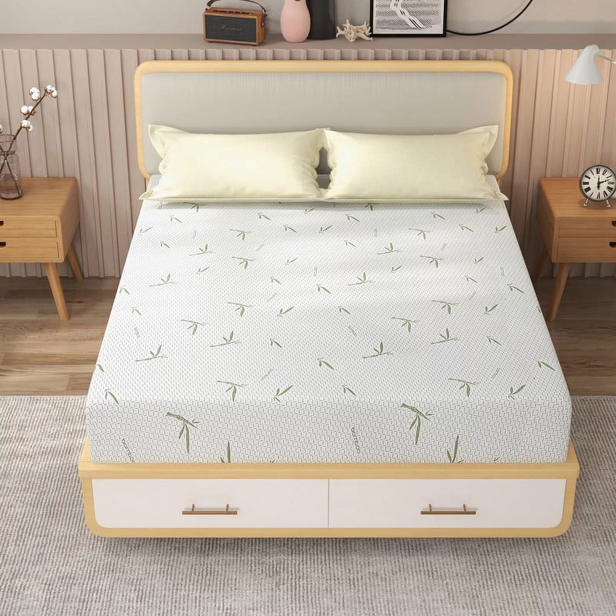 10 inch King Size Green Tea Gel Memory Foam Mattress with Bamboo Knit Cover X8765