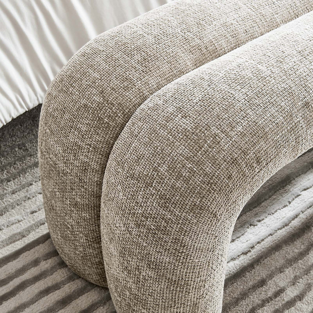 Khaki Chenille Upholstered Accent Bench O20616