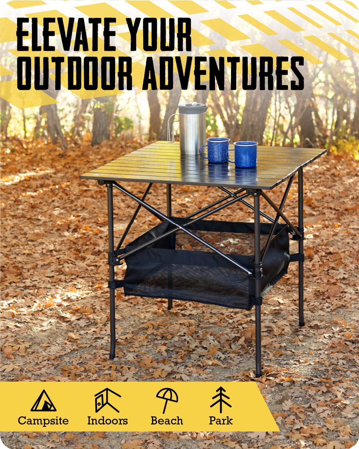 Aluminum Folding Camping Table with Carry Bag, 28in x 28in x 28in U296