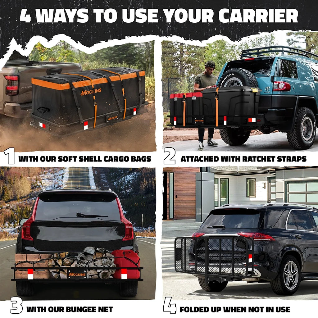 60"x20"x6" Hitch Mount Cargo Carrier with 16 CF Waterproof Bag F45389