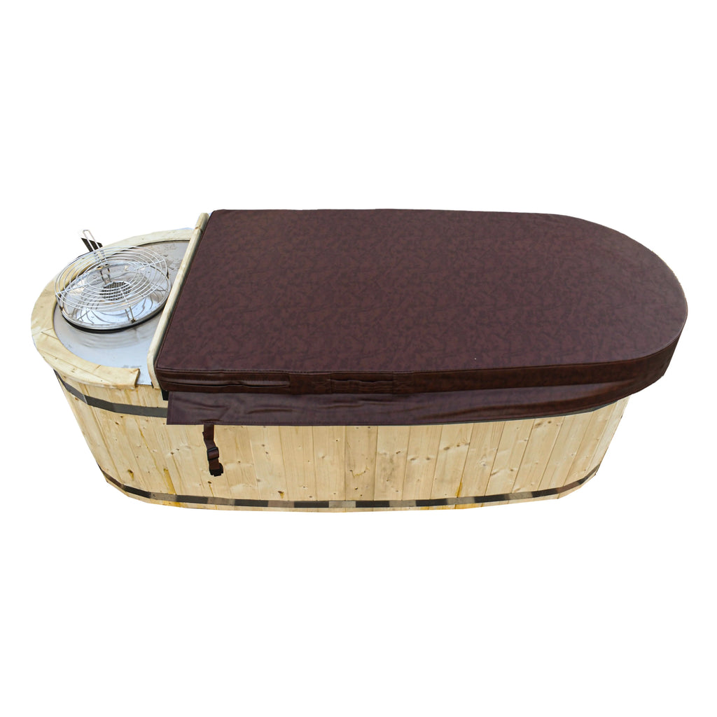 Natural Pine Wood Hot Tub 2 Persons 132 Gallons with Charcoal Stove K16619