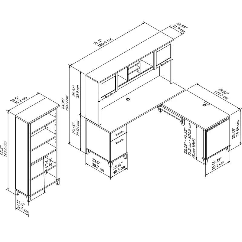 Sit to Stand Desk Set with Bookcase A612