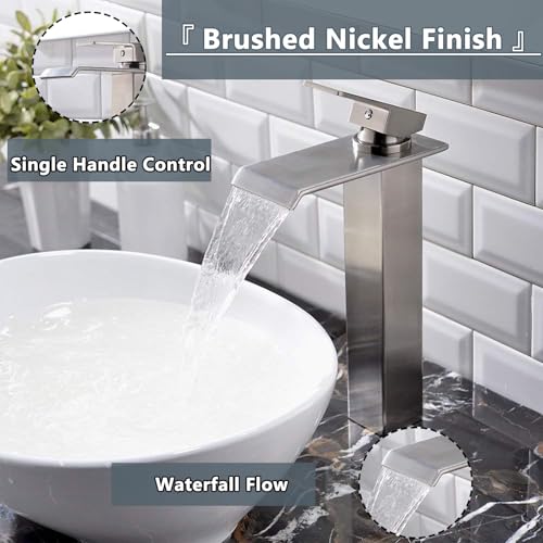 Black Single Handle Stainless Steel Waterfall Vessel Sink Faucet N71080