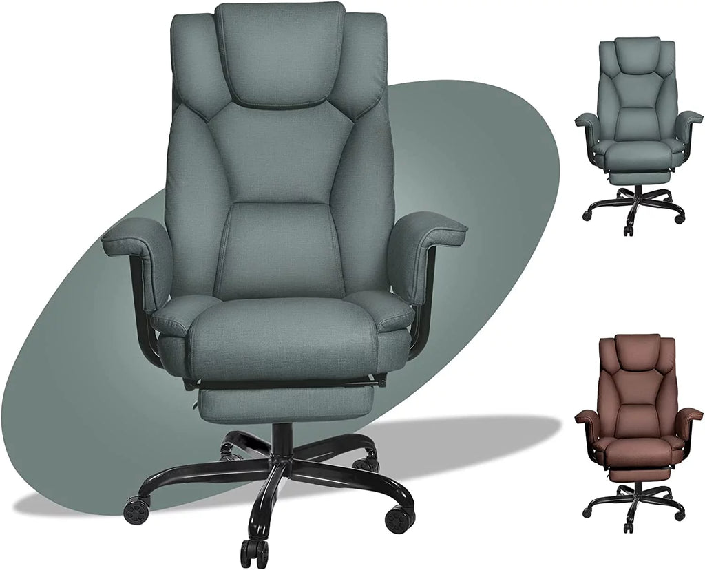 Gray High Back Leather Office Chair 400lb R1482