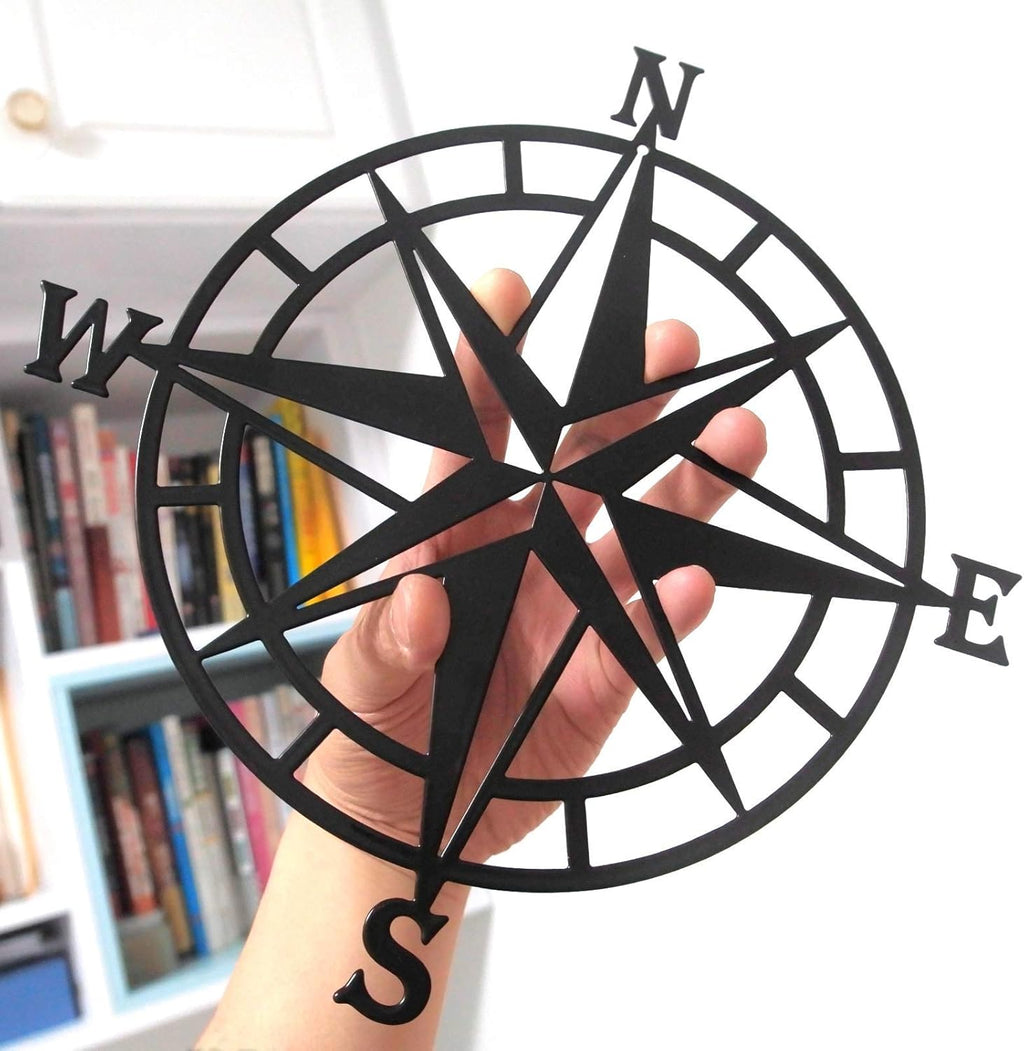 11 Inches Metal Nautical Compass Wall Decor, Cyan Gray, Pack of 2 J4938