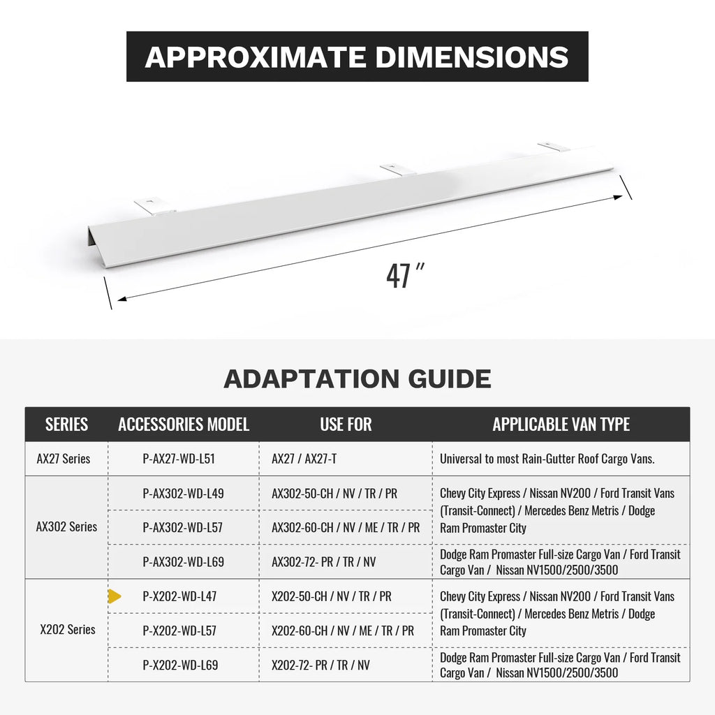 White Van Ladder Rack Wind Deflector P8624
