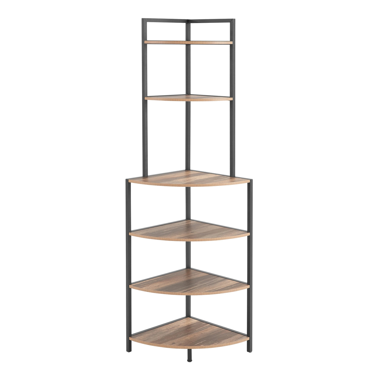 6-Tier Corner Wood Bookcase Rustic Brown E943