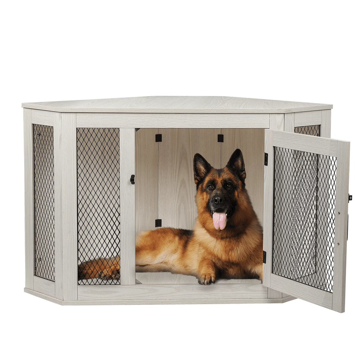 Wooden Corner Dog Crate Side Table V583