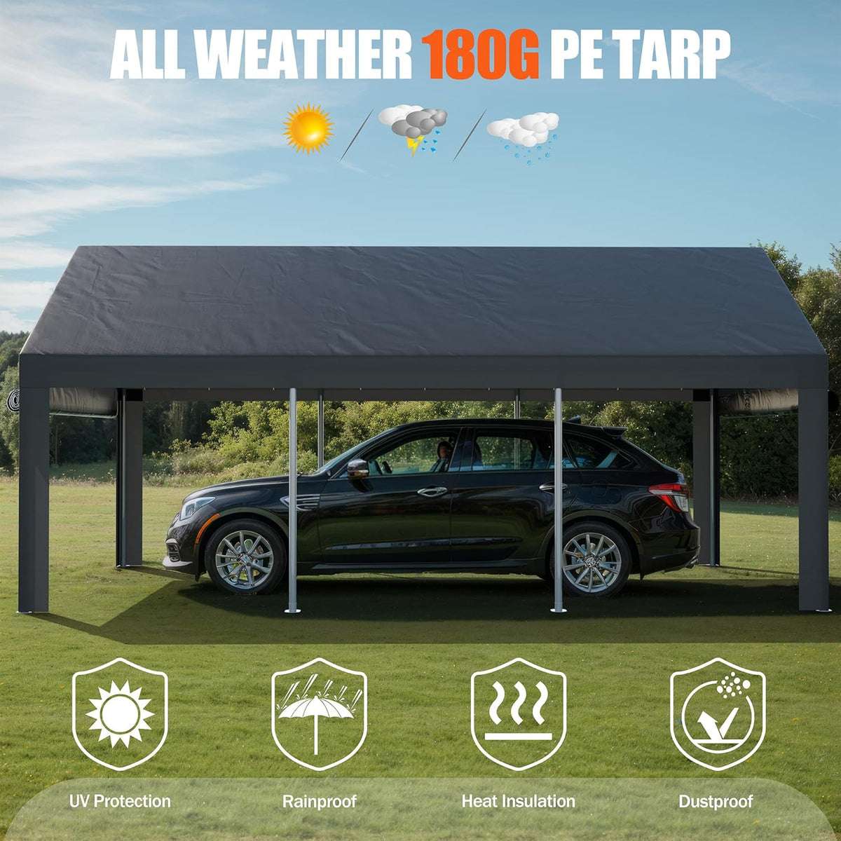 10x18.5 ft Heavy Duty Car Canopy with Roll-up Windows Z693