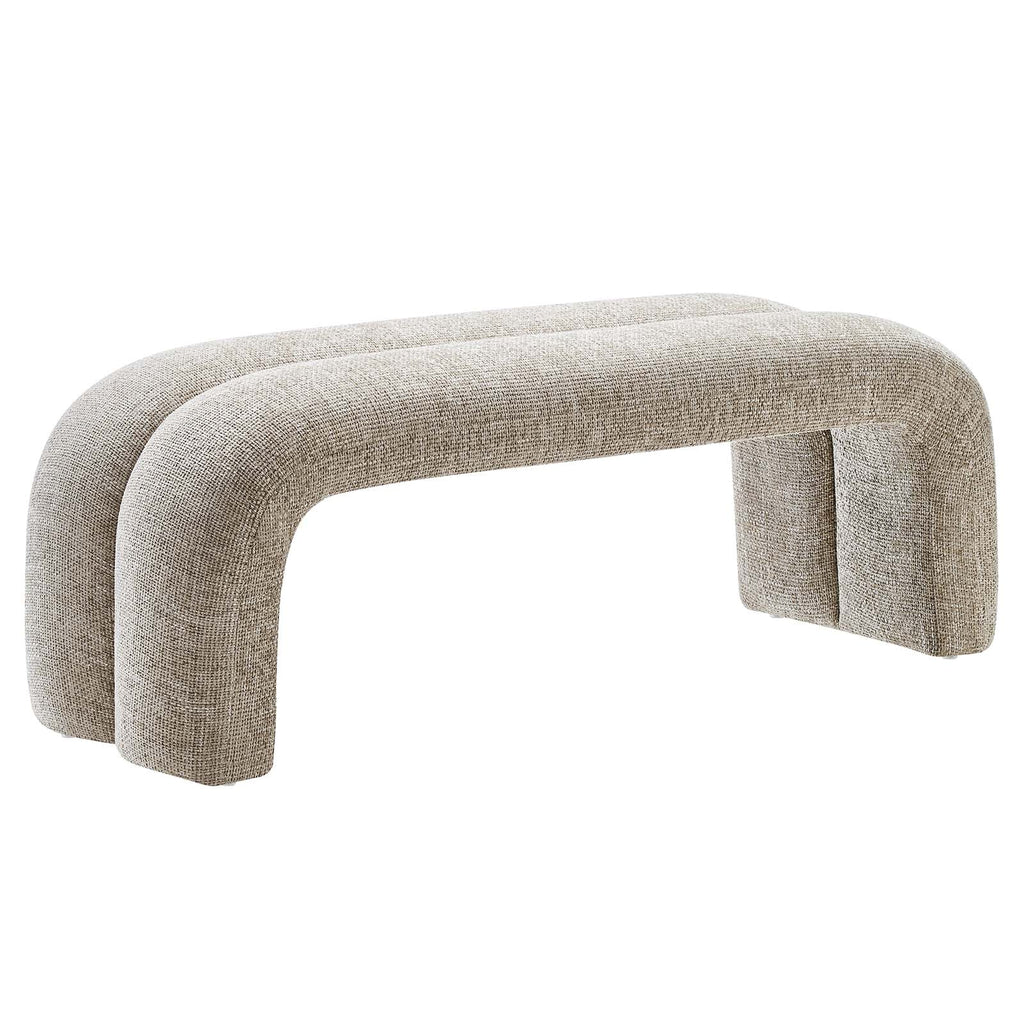Khaki Chenille Upholstered Accent Bench O20616