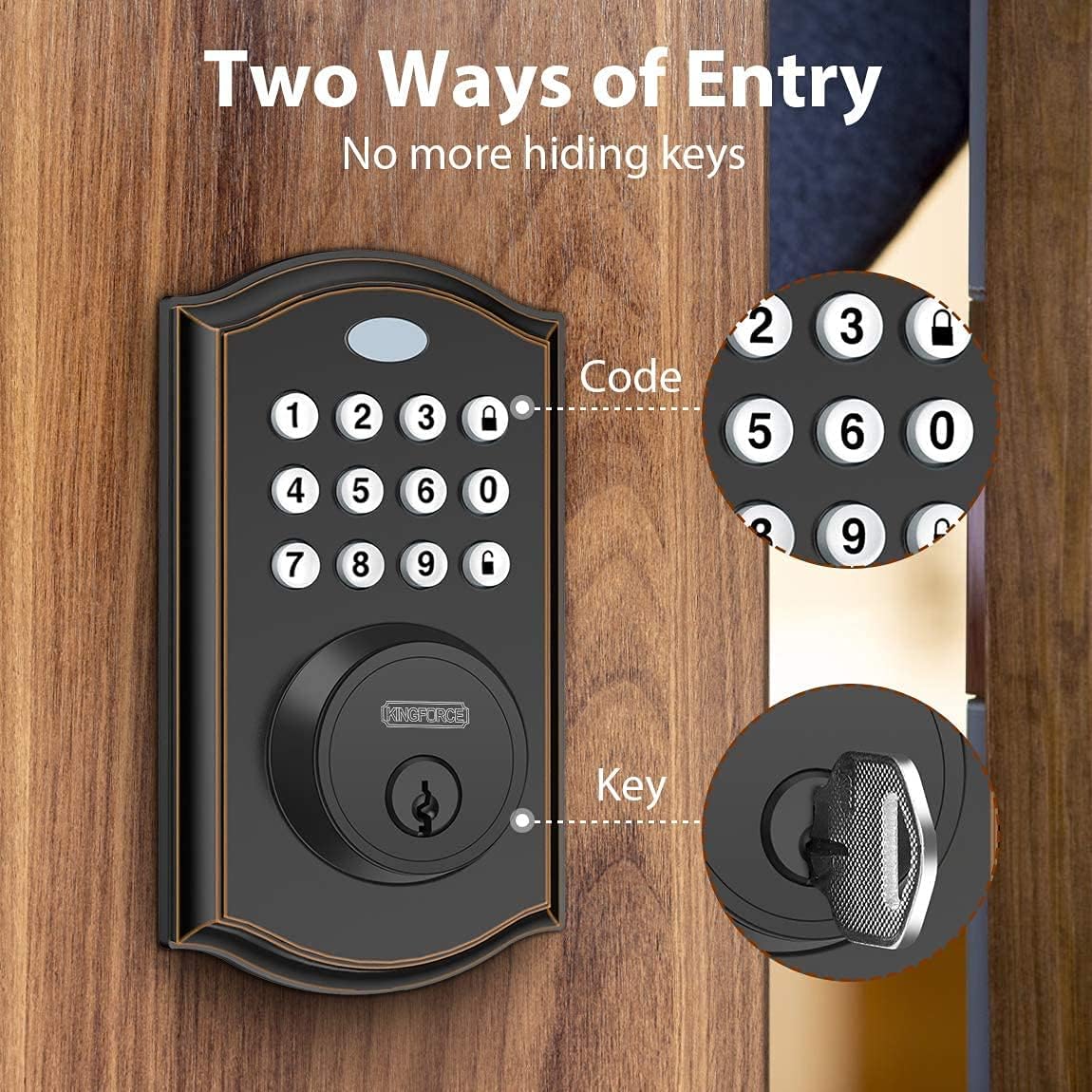 Keypad Deadbolt Lock, Keyless Entry Door Lock, Electronic Deadbolt, Pack of 2 Q212456