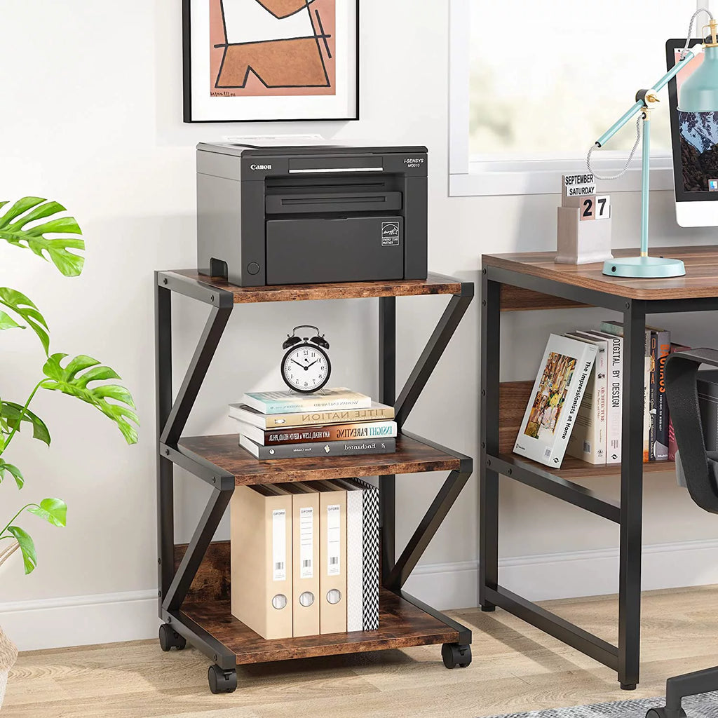 3-Tier Rolling Printer Cart with Storage Shelf S805