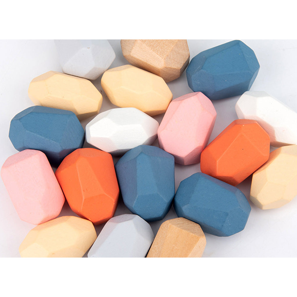36 Pcs Wooden Colored Stone Stacking Game Building Block T886