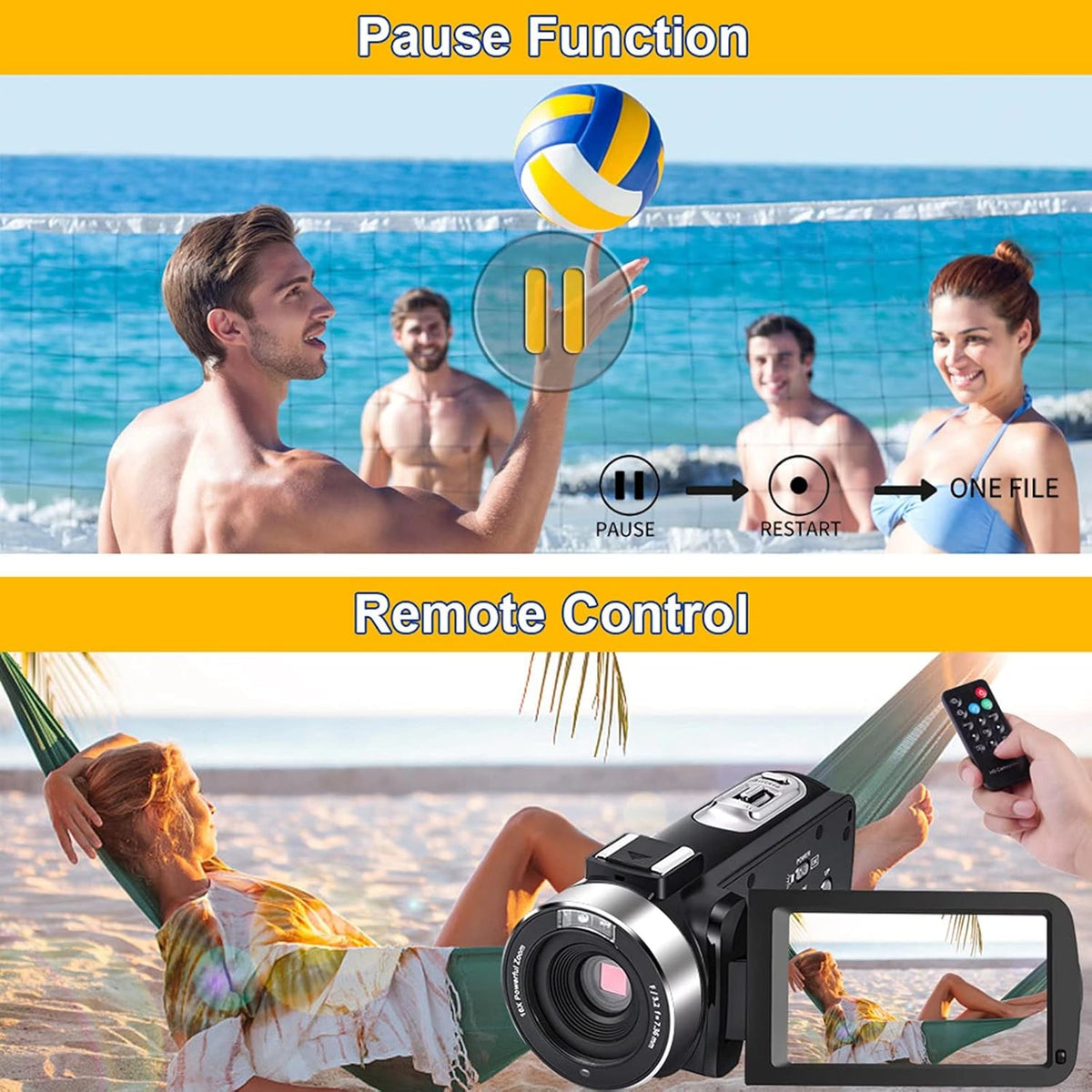 Video Camera Camcorder Full HD 1080P 30FPS 24.0 MP IR Night Vision 3.0 Inch IPS Screen 16X Zoom with 2 Batteries Q637
