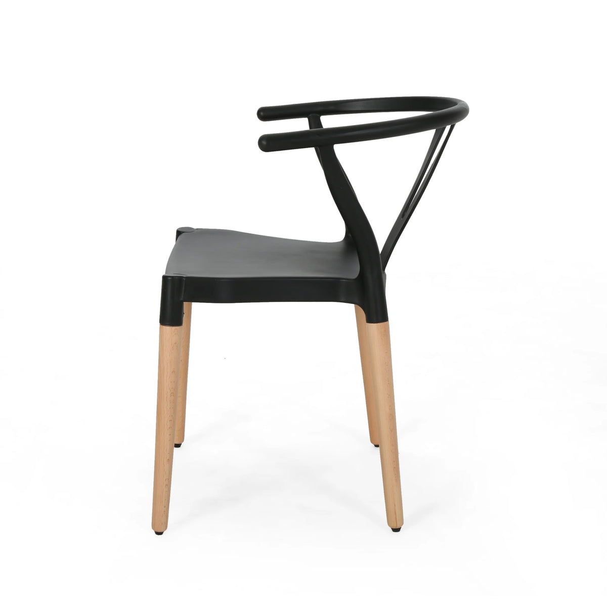 Black and Natural Finish Beech Wood Dining Chair Set of 2 F947