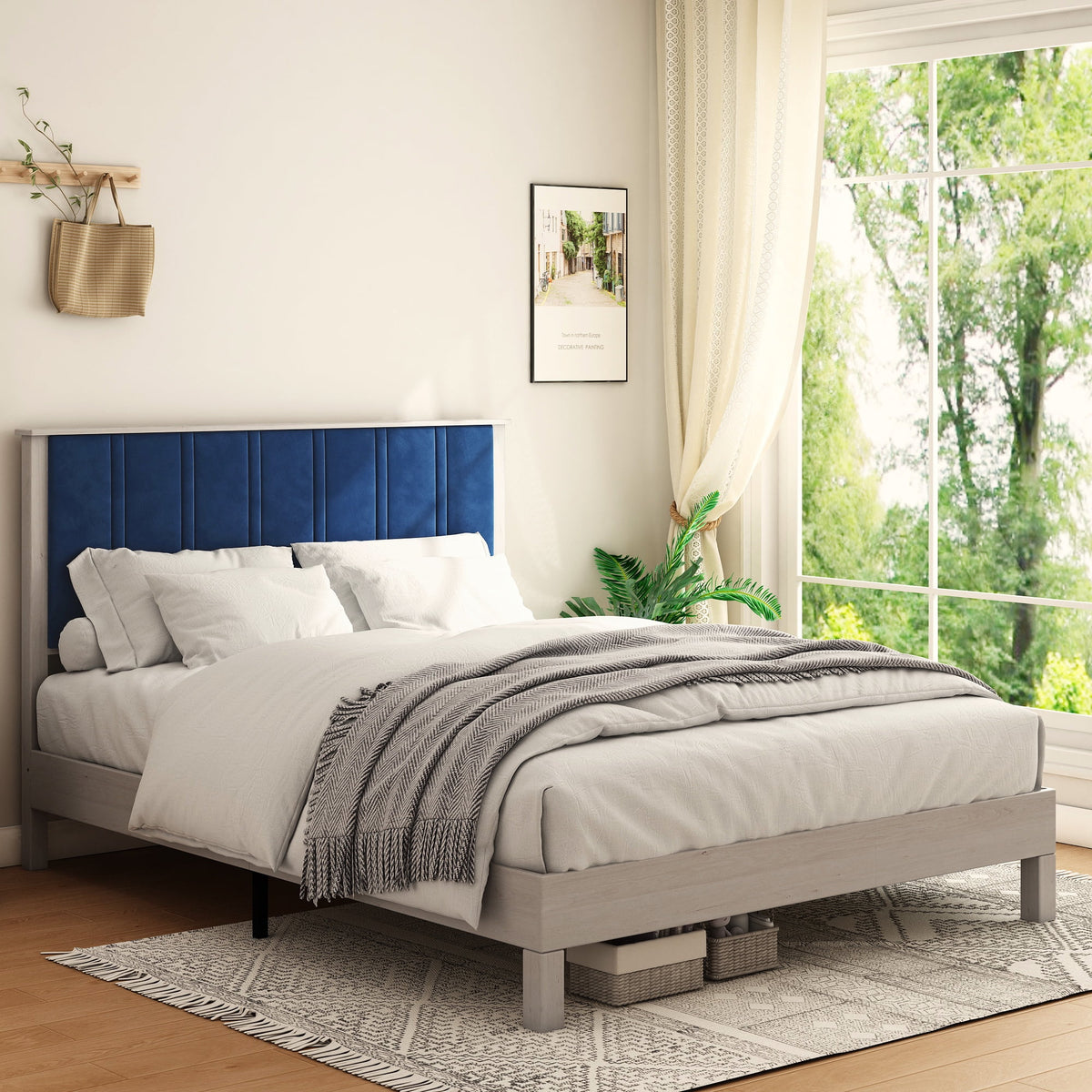 King Wood Bed Frame with Headboard M31154