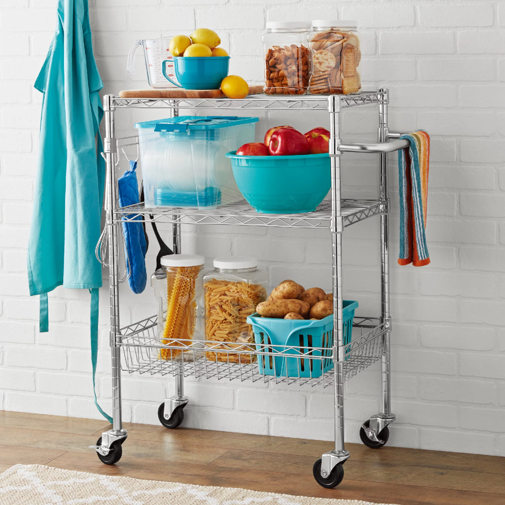 Wire 3-Tier Storage Shelf Unit White E882