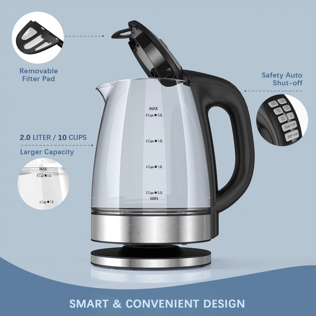 1200W 2.0L Glass Electric Kettle F974