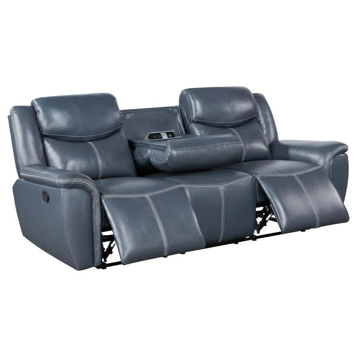 Blue Reclining Sofa with Drop Down Table T751