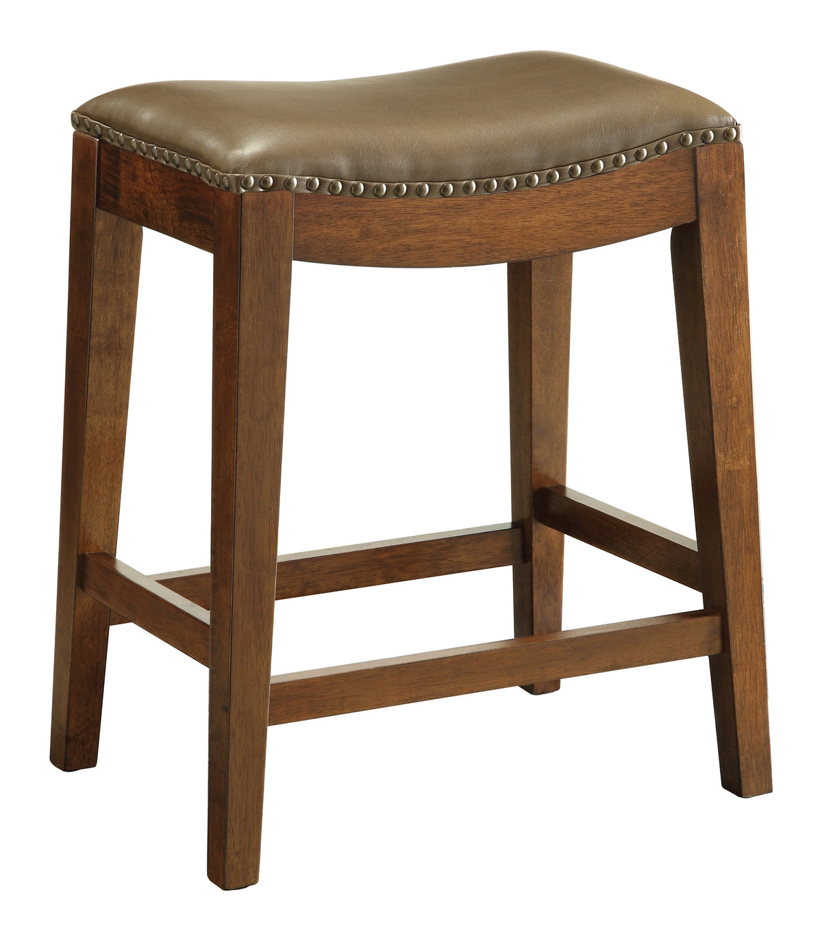 Saddle Stool with Espresso Finish Legs and Molasses Bonded Leather H91134