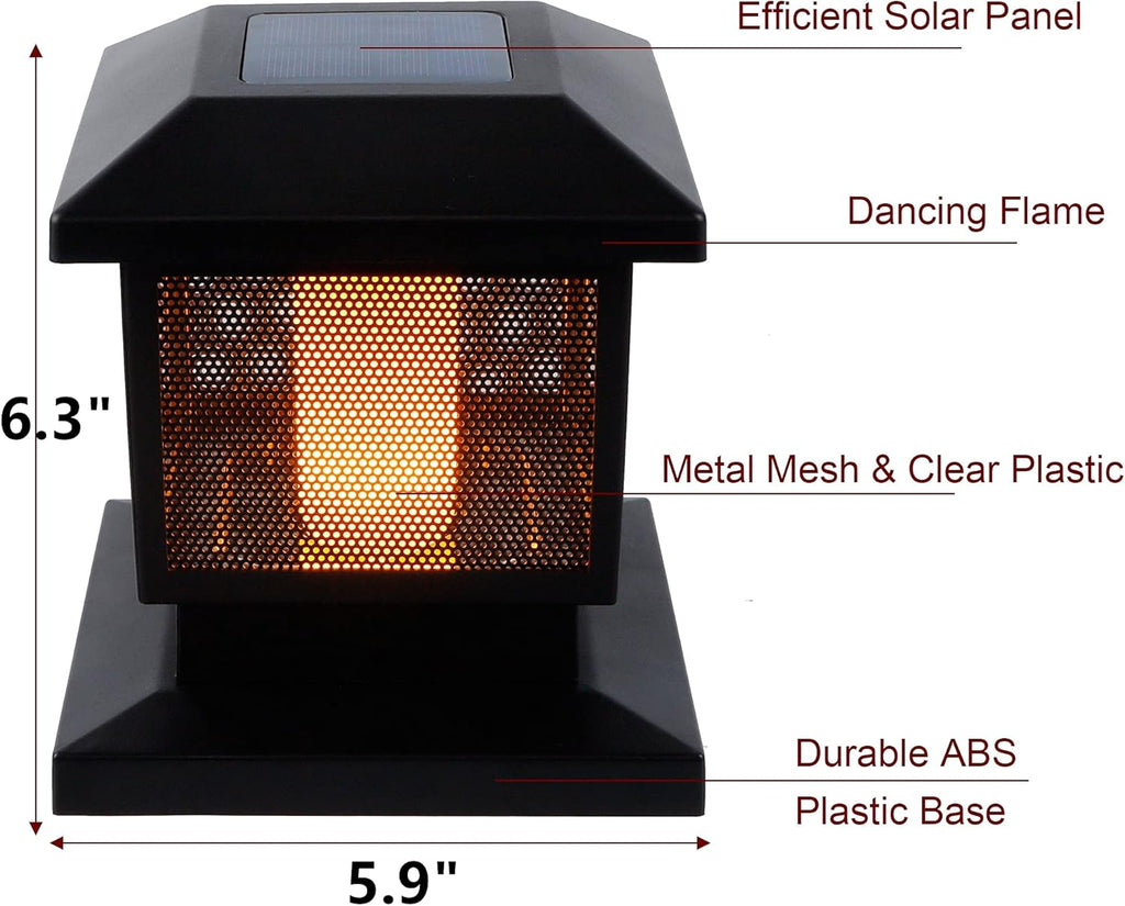 4 Pack Solar Flame Post Lights F124