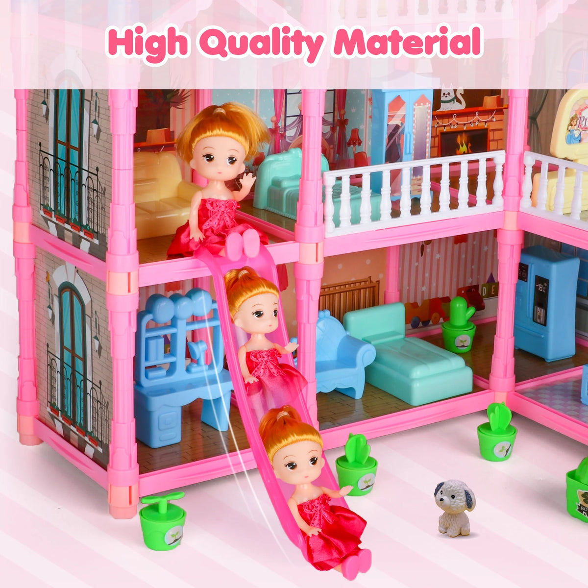 8 Rooms Dollhouse Kit with Furniture and Accessories 191 PCS X34242